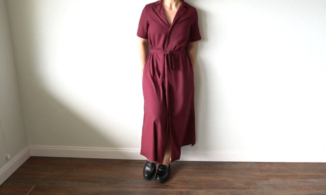 90s style shirtdress sewing pattern