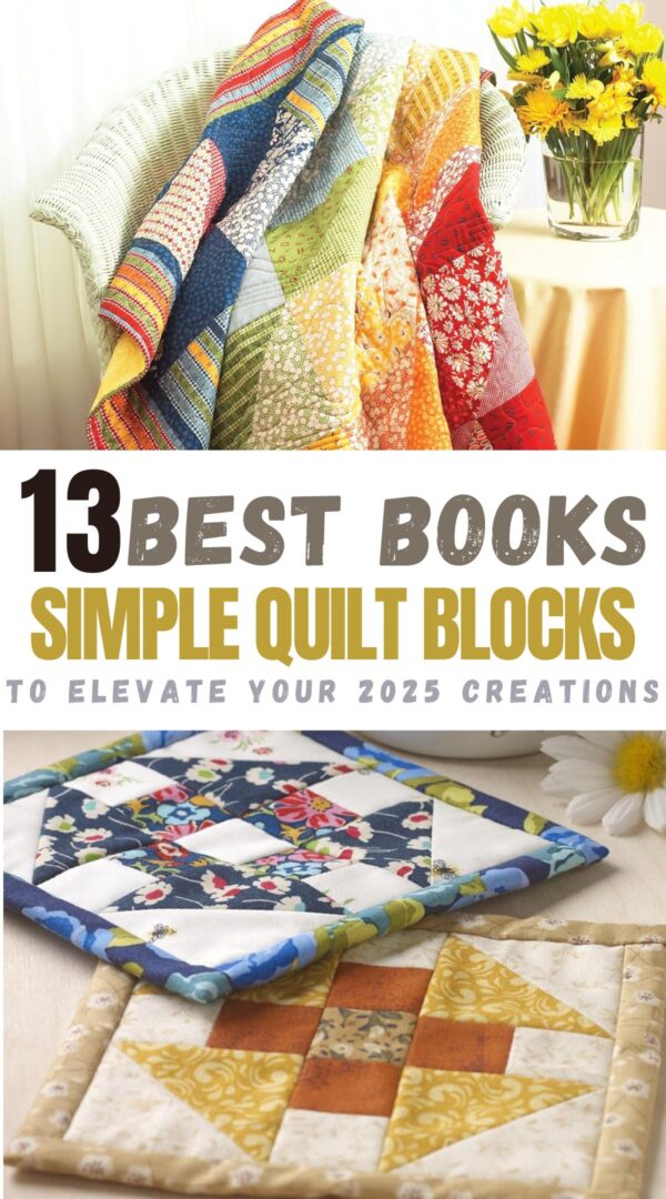 easy quilt patterns displayed as colorful fabric squares with simple geometric designs on a neutral background.