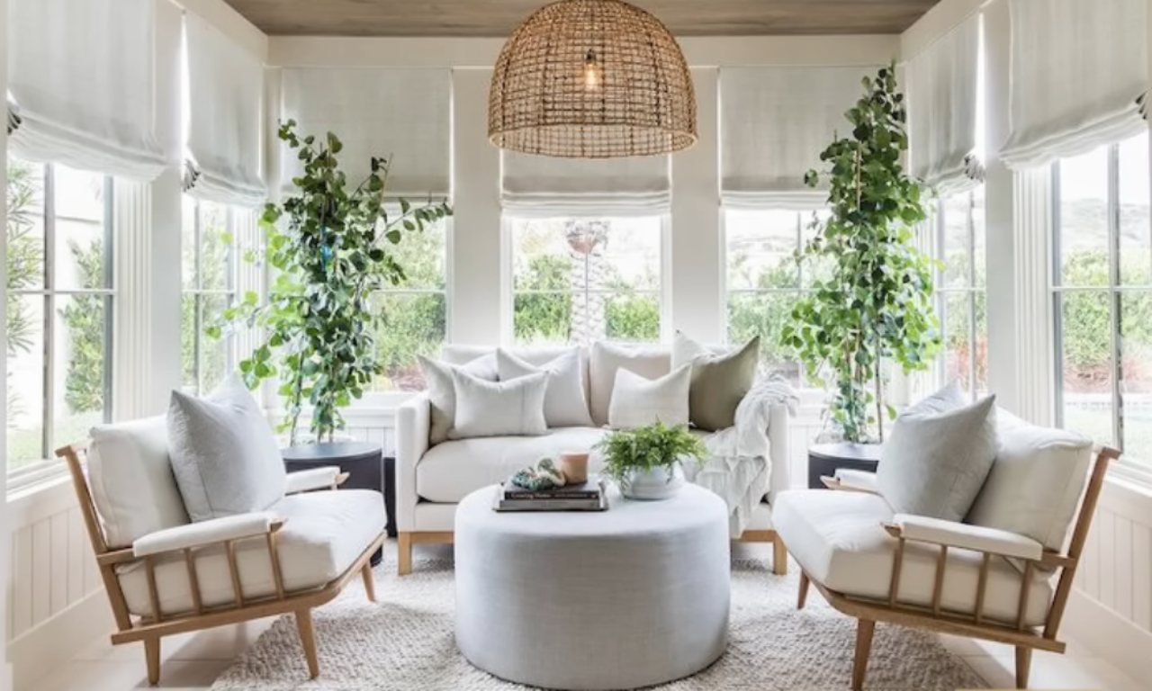 Open shelving in a living room