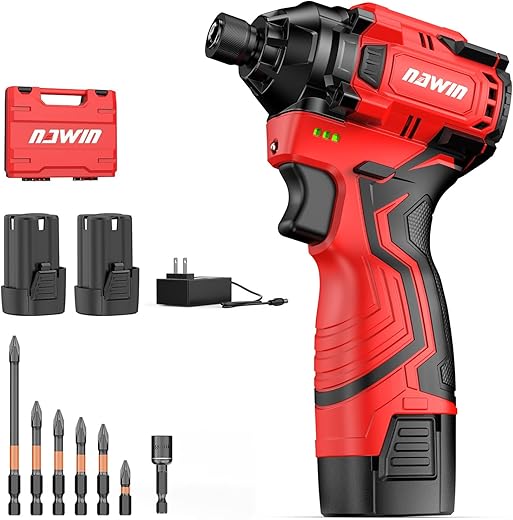 Cordless Impact Driver Kit 16.8V Max Torque 140Nm（105ft-lbs）High Rotation Electric Impact Driver Brushless Motor Continuously Variable Rechargeable 1/4" impact driver 2.0Ah Batteries