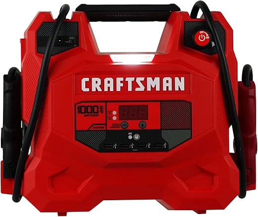The Ultimate Guide to Powering Up: 11 Best Jump Starters for Any Vehicle CRAFTSMAN 1000A Car Battery Jump Starter and Portable Power Station, 3-in-1 Solution, 12V DC and 2.4A USB Charging, for 12V Automotive, Marine, and Power Sport Batteries, CMXCESM281