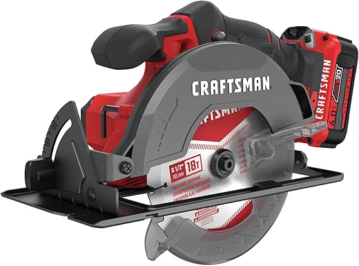 CRAFTSMAN V20 Cordless Circular Saw Kit, 6-1/2 inch, Battery and Charger Included (CMCS500M1)