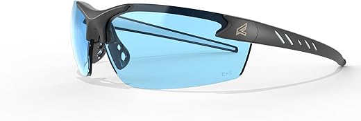 EDGE Zorge G2 Wrap-Around Safety Glasses, Anti-Scratch, Non-Slip, UV 400, Military Grade, ANSI/ISEA & MCEPS Compliant, 5.04" Wide, Black Frame/Light Blue Lens