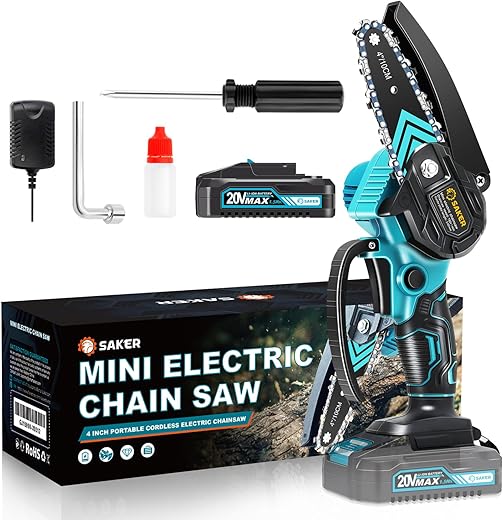 Saker Mini Chainsaw,Portable Electric Chainsaws Cordless,Handheld Chain Saw Pruning Shears Chain Saws for Tree Branches,Courtyard,Household and Garden,Christmas Gifts for Men Dad Husband Women
