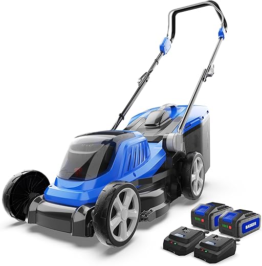 Wild Badger Power 40V 16″ Cordless Lawn Mower Brushless, 3,229 sq ft/0.074 ac,1×4.0Ah Battery & Fast Charger, 5-Position Height,for Small Residential Lawns