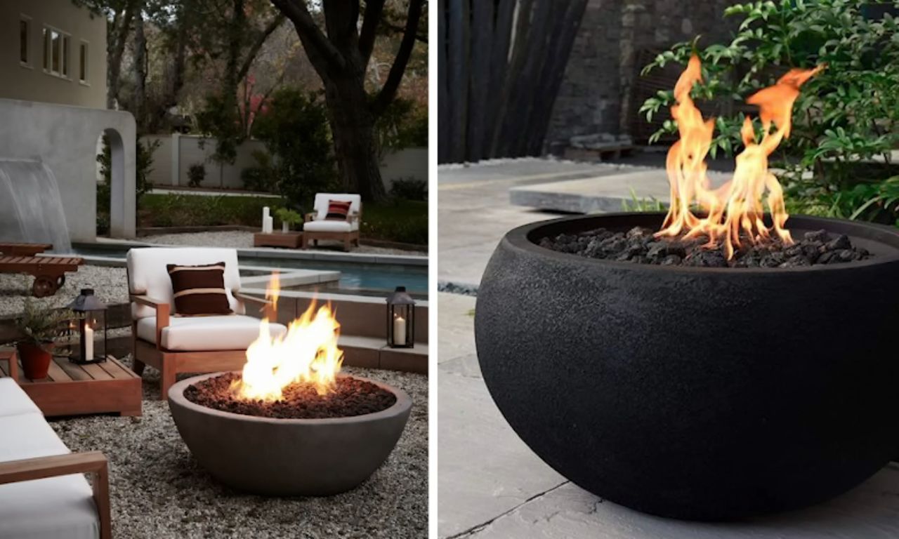 Outdoor fire pit on a patio