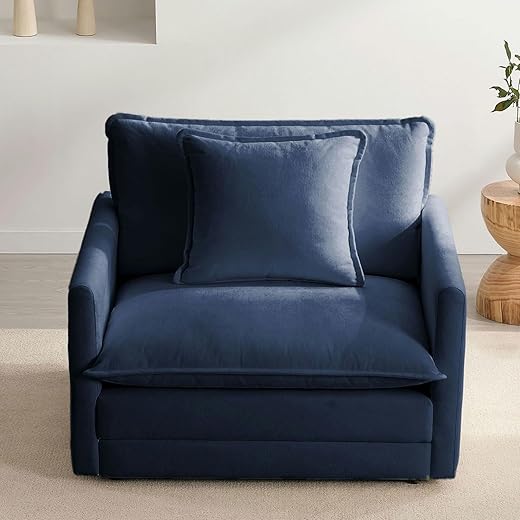 The Ultimate Guide to Cozy Comfort: 10 Best Reading Chairs Chenille Oversized Accent Chair - 39”W Big Comfy Reading Chair, Modular Cloud Chair, Cozy Armchair for Living Room, Bedroom, Kids Room, Family Room, Reading Nook, Navy Blue