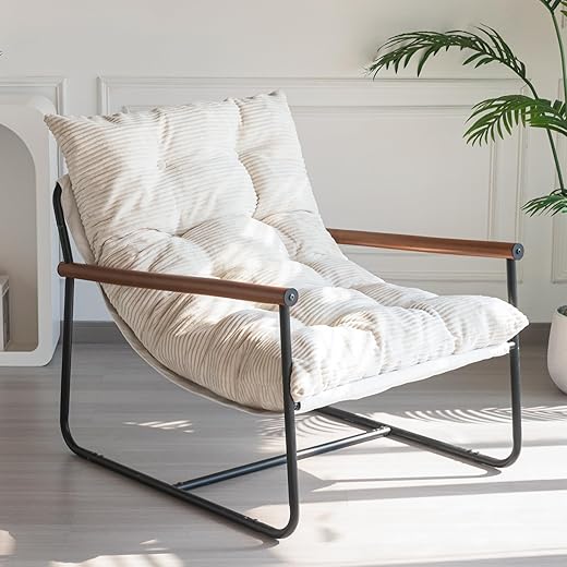 The Ultimate Guide to Cozy Comfort: 10 Best Reading Chairs MAXYOYO Modern Accent Chair, Comfy Living Room Chair with Metal Frame Wooden Armrest, Upholstered Armchair with Soft Cushion for Bedroom Balcony Lounge Reading Room, Beige
