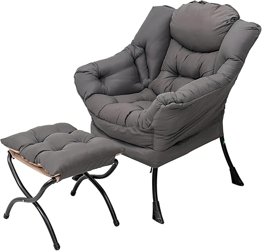 The Ultimate Guide to Cozy Comfort: 10 Best Reading Chairs Welnow Lazy Chair with Ottoman, Modern Lounge Accent Chair with Armrests and a Side Pocket, Leisure Sofa Armchair, Reading Armchair with Footrest for Small Space, Dark Grey