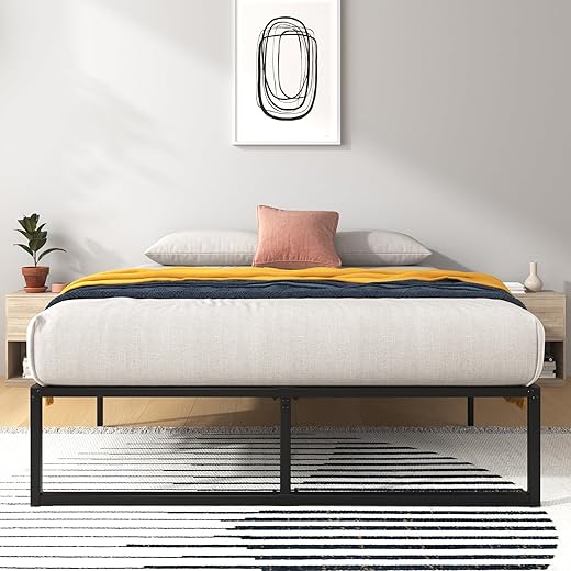 ZINUS Lorelei 14 Inch Metal Platform Bed Frame, Steel Slat Support, No Box Spring Needed, Eco Friendly WonderBox(TM) Packaging, 12.4” Underbed Storage, Easy Assembly, Black, Full