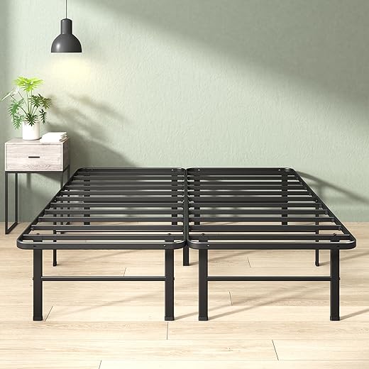Zinus Rumi 14in Queen Metal Bed Frame, Quick Assembly SmartBase® Mattress Foundation, Heavy Duty Sturdy Steel with No Box Spring Needed, Eco-Friendly Packaging, Black