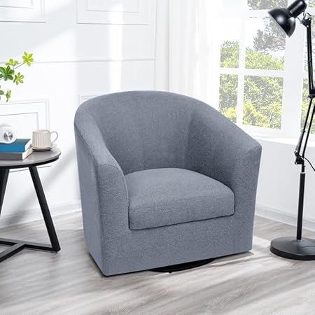 Ariana 360 Degree Swivel Barrel Chair Swivel Accent Chair for Living Room with Armrest Bucket for Home Modern Accent Small Club Small Spaces - Dark Gray Linen