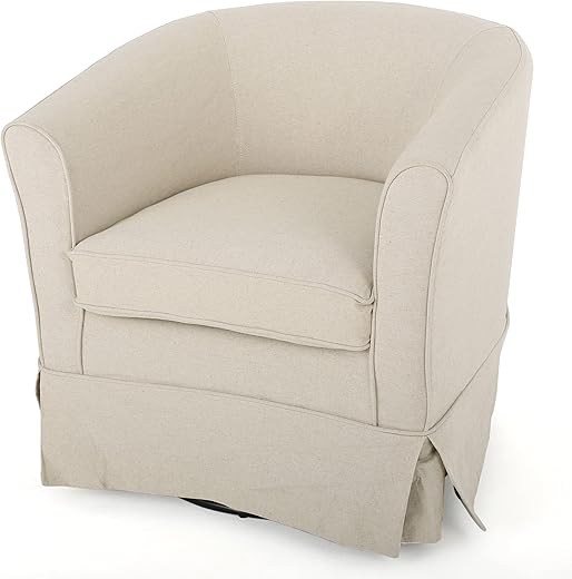 Christopher Knight Home Cecilia Swivel Chair with Loose Cover, Natural Fabric, Dimensions: 28.74”D x 27.50”W x 27.17”H
