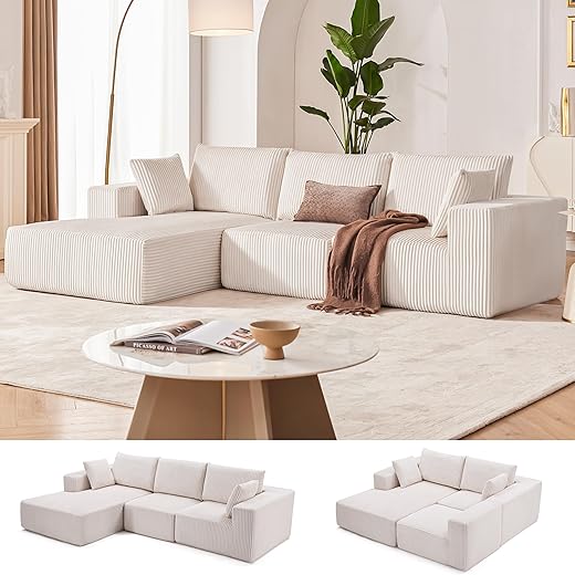 Your Home's Finest: 22 Top-Rated Furniture Pieces That Outperform the Rest 108” Modular Sectional Sofa, Cloud Sectional Couch with Deep Seat, Modern Modular L-Shape Sofa Couch with Chaise,Upholstered Boneless Couches for Living Room Bedroom (Beige, Left Facing Chaise)