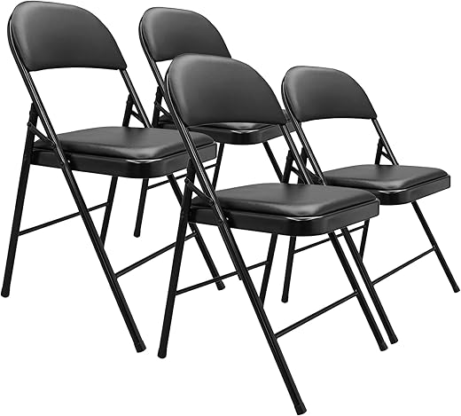 12 Best Ultra-Stylish Folding Chairs That Deserve a Spot in Your Home: Our Expert Picks Amazon Basics Comfortable Vinyl-Padded Metal Steel Folding Chairs for Events, Easy to Fold and Store, Black, 4-Pack