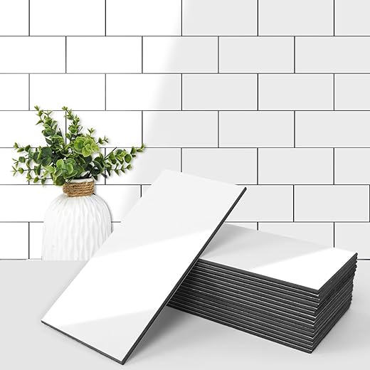 19 Best Renter Friendly Peel and Stick Products Art3d 102-Piece Peel and Stick Wall Tile for Kitchen Backsplash, Bathroom, Fireplace, 3in. × 6in. Stick on Subway Tile, Glossy White