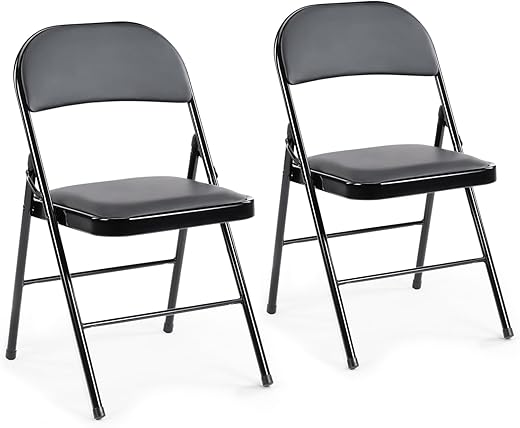 12 Best Ultra-Stylish Folding Chairs That Deserve a Spot in Your Home: Our Expert Picks DUMOS 2 Pack Leather Padded Folding Chair, Indoor Outdoor Portable Stackable Commercial Seat with Steel Frame, Capacity for Home, Office, Party, Comfy, Black