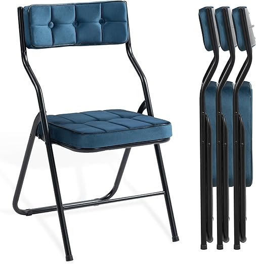 12 Best Ultra-Stylish Folding Chairs That Deserve a Spot in Your Home: Our Expert Picks HOMEFUN Padded Folding Chairs 4 Pack - Foldable Dining Chair with Cushion, Portable and Assembled Extra Seat for Guests Kitchen Office Wedding Party Bule