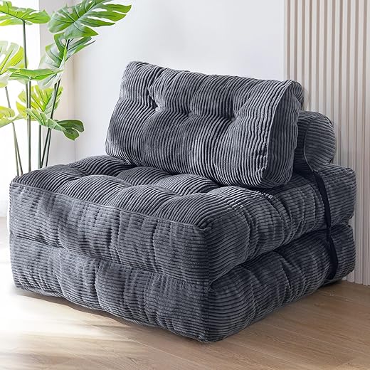 Your Home's Finest: 22 Top-Rated Furniture Pieces That Outperform the Rest MAXYOYO Folding Sofa Bed, Convertible Sleeper Chair with Pillow Foldable Mattress with Back Support, Portable Fold Out Chair Bed Comfy Floor Sofa Lounge for Living Room Bedroom, Dark Grey, Single