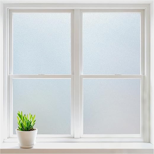 19 Best Renter Friendly Peel and Stick Products rabbitgoo Window Privacy Film, Frosted Glass Window Clings, Static Cling UV Heat Blocking Door Stickers for Home Bathroom, Removable Indoor Decal Coverings Day and Night, Pure, 17.5 x 78.7 Inches