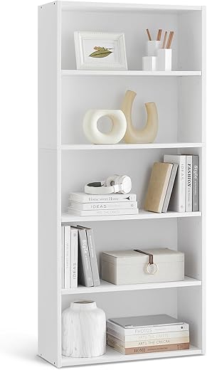 Your Home's Finest: 22 Top-Rated Furniture Pieces That Outperform the Rest VASAGLE CUSTOS Collection - Bookshelf, 5-Tier Bookcase, Book Shelf, Open Storage Shelf, 9.4 x 23.6 x 52.8 Inches, for Living Room, Home Office, Dinning Room, Cloud White ULBC165T14