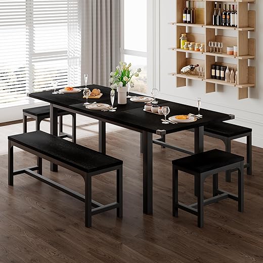 Our Top-Rated Picks: The 10 Best Dining Room Furniture Pieces for a Stylish Home Feonase 5-Piece Dining Table Set for 4-8 People, 63" Large Extendable Kitchen Table Set with 2 Benches and 2 Square Stools, Dining Room Table with MDF Wood Board, Easy Assembly, Black