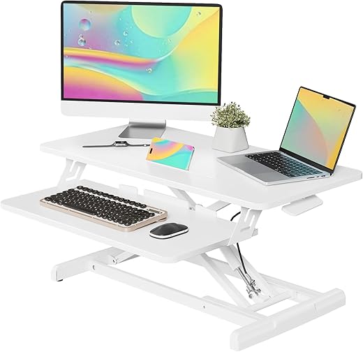 The 10 Best Standing Desk Converters for a Healthier Workday: Our Expert Picks JOY worker Standing Desk Converter, 32" Wide Height Adjustable Sit Stand Up Desk Riser with Keyboard Tray, Desktop Workstation Riser for Home Office Computer Laptop, Particle Board, White