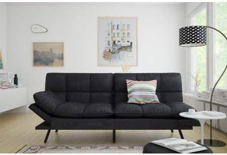 Mainstay.. Memory Foam Futon, Black Suede, Fabric, Wood, Metal + Free Clean Fabric Cloth (Black Suede)