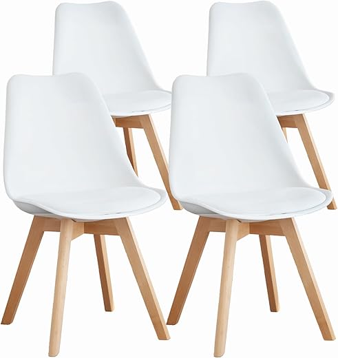 Our Top-Rated Picks: The 10 Best Dining Room Furniture Pieces for a Stylish Home OLIXIS Set of 4 Dining Kitchen Mid-Century Modern Chairs with Wood Legs and PU Leather Cushion for Living Room Bedroom Outdoor Lounge, White