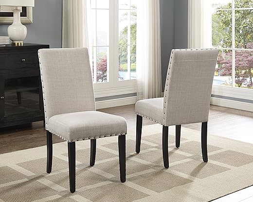 Our Top-Rated Picks: The 10 Best Dining Room Furniture Pieces for a Stylish Home Roundhill Furniture Biony Tan Fabric Dining Chairs with Nailhead Trim, Set of 2, Brown, Tan