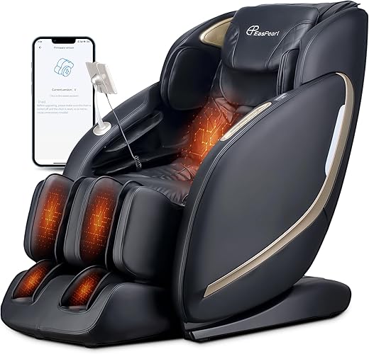 EASPEARL R8089 Pro 4D Massage Chair, 53.15in SL-Track Zero Gravity Full Body Massage Chair with Heat, Auto Footrest, LCD Screen, Airbags, Bluetooth & APP Control, Shiatsu & Thai Stretch