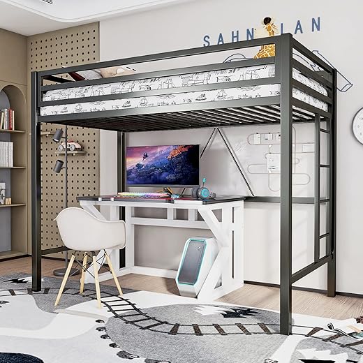 The Ultimate Guide to Space-Saving Style: 10 Top-Rated Loft Beds ikalido Metal Loft Bed Twin Size with Safety Guardrail and Ladder, No Box Spring Needed Space Saving Bedroom Furniture, Matte Black