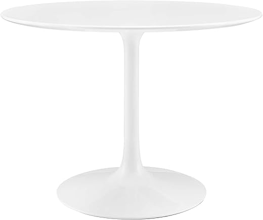 Modway Lippa Round 40" Mid-Century Modern Dining Table in White