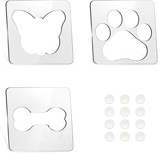 3Pcs Free Motion Quilting Rulers and Templates Set Butterfly Pet Footprint Bone Pattern 1/8 inch Thick Acrylic Quilting Templates for Domestic Sewing Machines with Non-Slip Grips (Style B)…