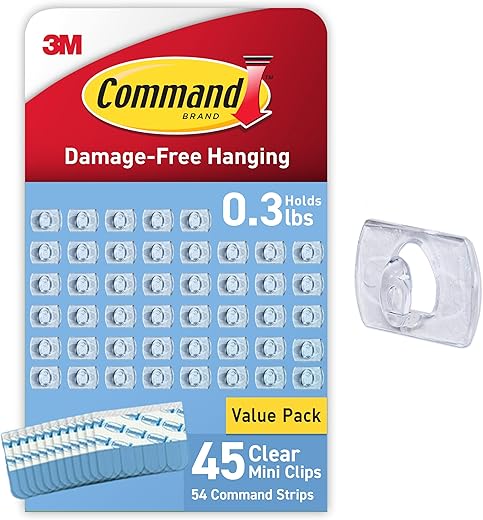 19 Best Renter Friendly Peel and Stick Products Command Clear Indoor Mini Light Clips Value Pack, 45 Clips, 54 Strips, Damage-Free String Light Hangers for Home, Room, Wall, Office, and Dorm Decor, Great for Cable Management, Holds up to 0.3 lb