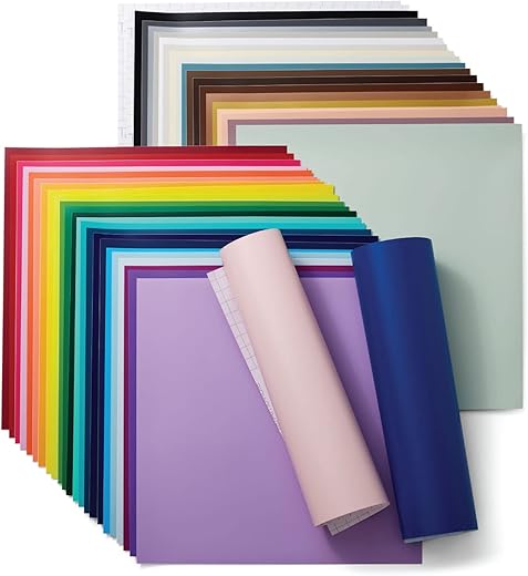 19 Best Renter Friendly Peel and Stick Products Cricut Removable - Everything Sampler, 12x12 Vinyl Sheets and Transfer Tapes, Create Long-Lasting DIY Projects, Durable for Cricut Machines, (Pack of 45 with 40+ Colors)