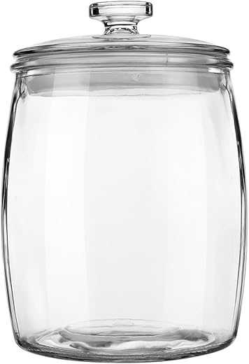 Folinstall Wide Mouth Apothecary Jar with Lid, 0.5 Gallon Glass Jar for Kitchen Storage and Laundry Room Organization, 72 oz Clear Glass Container for Cookie, Candy, Sugar, Flour, Nuts
