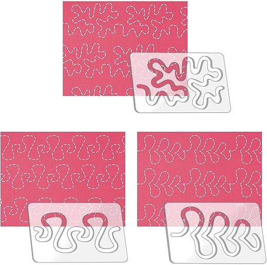 Kapyoo 3Pcs Free Motion Quilting Rulers and Templates Set Quilting Templates for Machine Quilting Supplies Stencils with Non-Slip Grips (Series B)