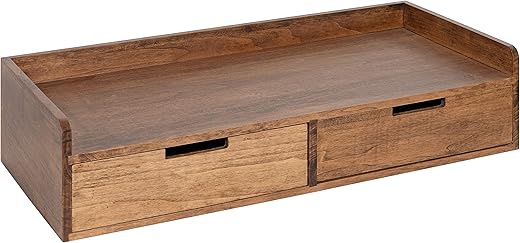Kate and Laurel Kitt Modern Floating Shelf with Drawers, 28 x 12 x 6.5 inches, Rustic Brown, Chic Floating Storage Console Table or Desk for Wall