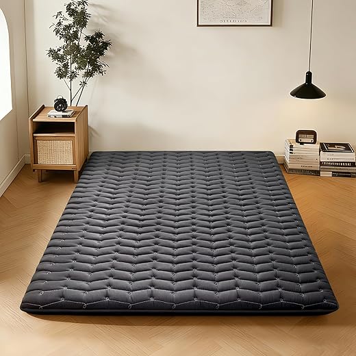 Premium Foam 3.2" Thick Japanese Futon Floor Mattress - Full Size 54"x80" 100% High-Density Foam,Comfortable Sleeping Pad,Tatami Mat for Dorm,Bedroom or Guest Room，Boys Girls Dormitory Pads(Black)