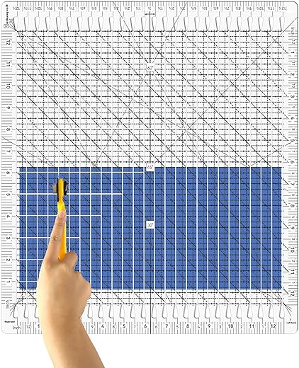 Quilting Ruler- 12.5 * 12.5" Slotted Rulers for Quilting and Sewing Quilt Strip Rulers for Fabric Precise Cutting