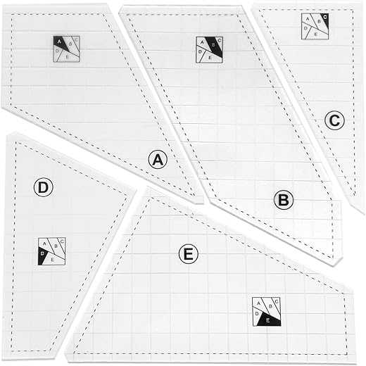 Quilting Rulers and Templates, 5Pcs Creative Quilting Cutting Template Quilt Templates Acrylic for Cutting Patterns, Quilt Ruler Set Quilting Supplies for Sewing Machine Cutting Mats, Arts and Crafts