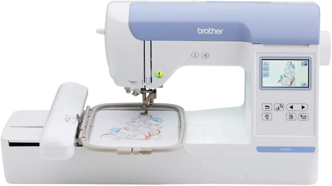 Brother Embroidery Machine PE800, 138 Built-in Designs, 5" x 7" Hoop Area, Large 3.2" LCD Touchscreen, USB Port, 11 Font Styles