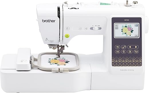 Brother SE700 Sewing and Embroidery Machine, Wireless LAN Connected, 135 Built-in Designs, 103 Built-in Stitches, Computerized, 4" x 4" Hoop Area, 3.7" Touchscreen Display, 8 Included Feet